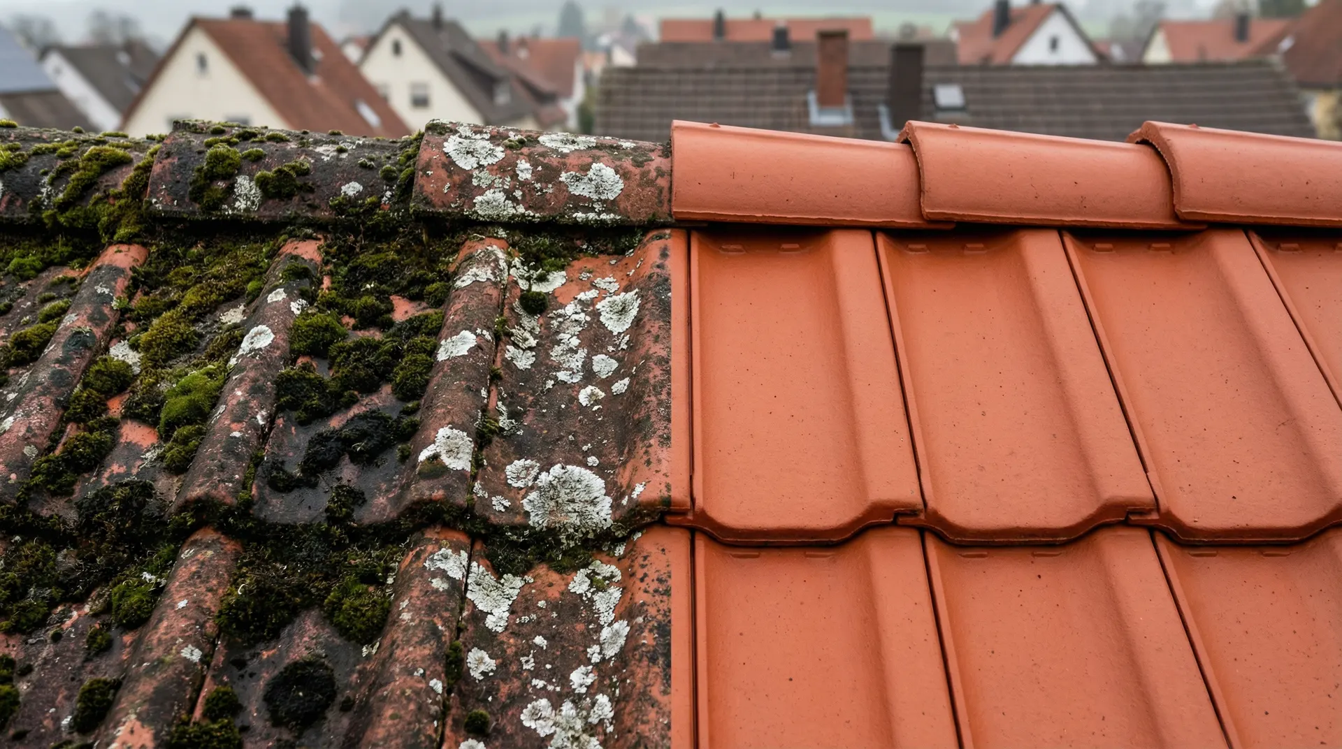 Vorher-Nachher Dachreinigung Hermsdorf Berlin
