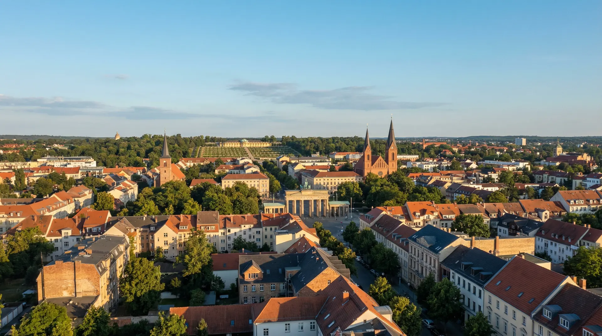 Luftaufnahme Potsdam Brandenburg - Dächer der Landeshauptstadt