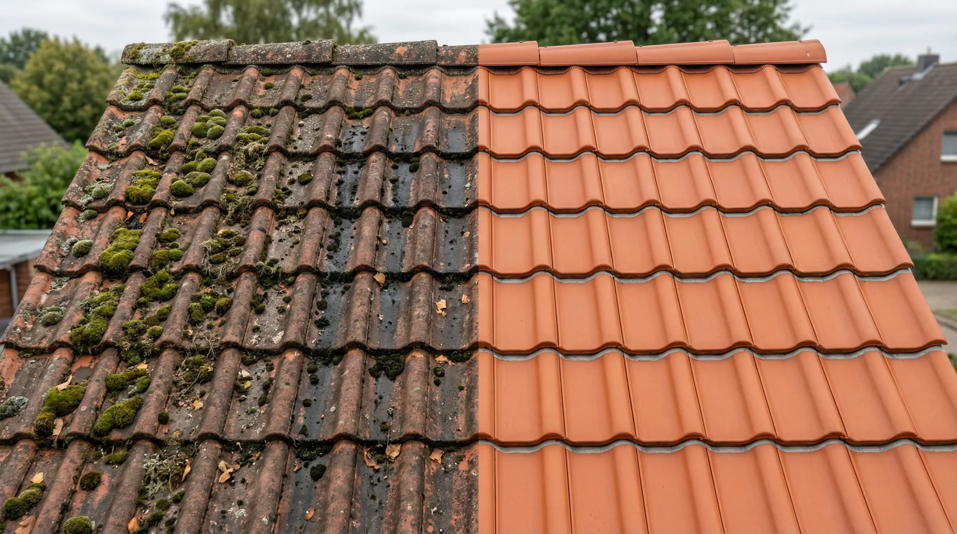 Vorher-Nachher: Dachbeschichtung in Langewahl