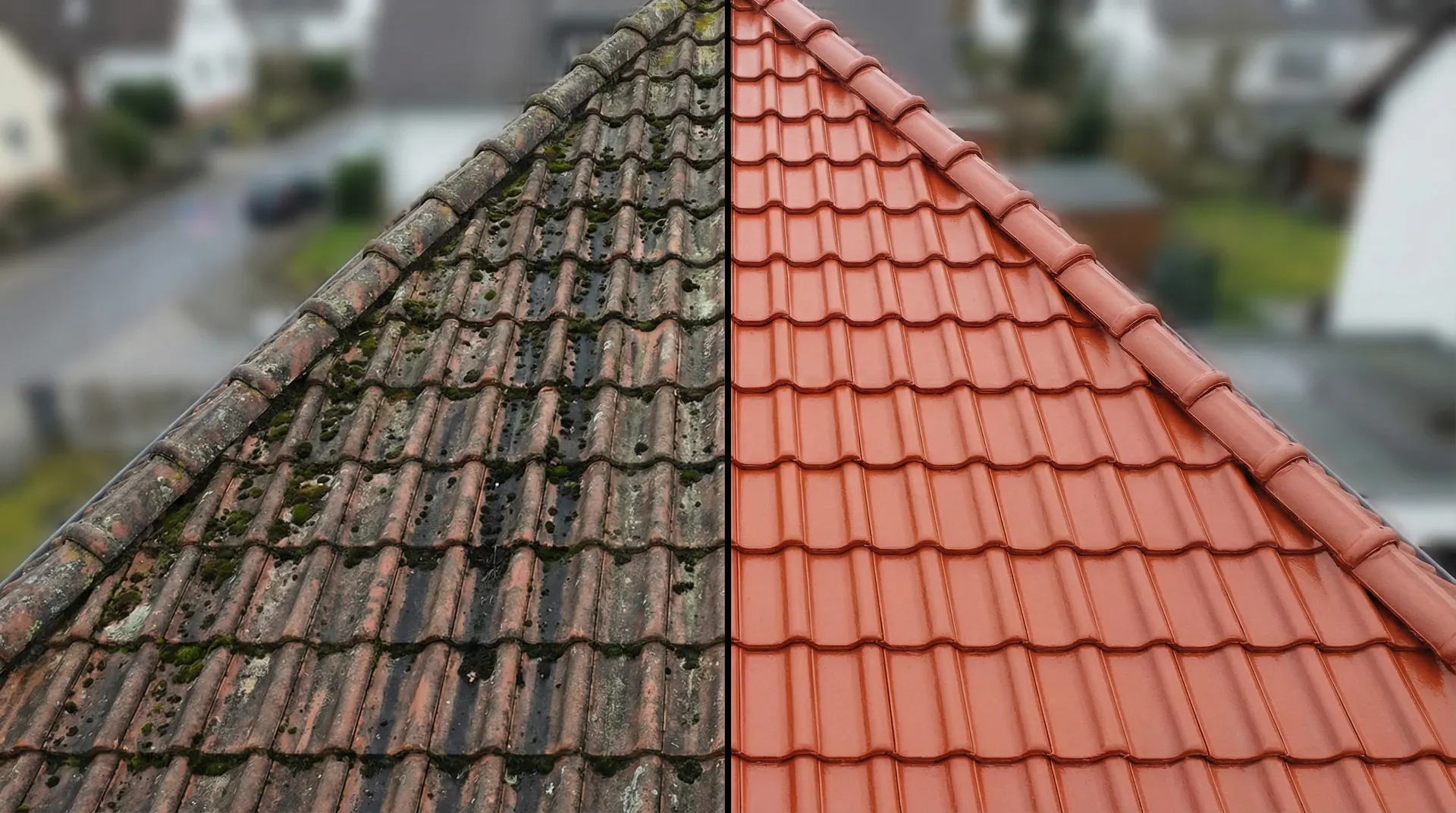 Vorher-Nachher Dachreinigung Niederschönhausen Pankow